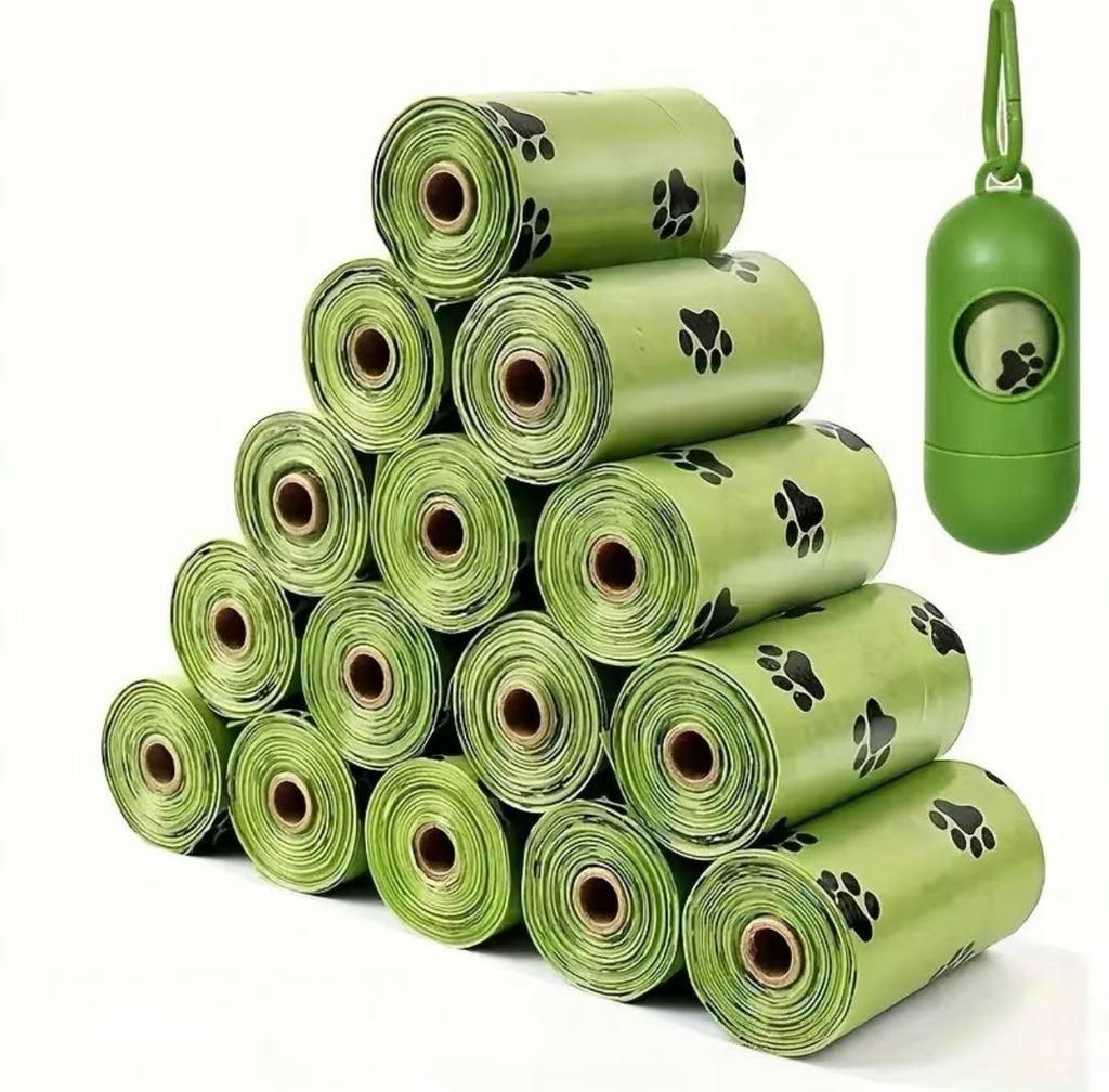 210pc/5 rolls Paw Print Potty Bags